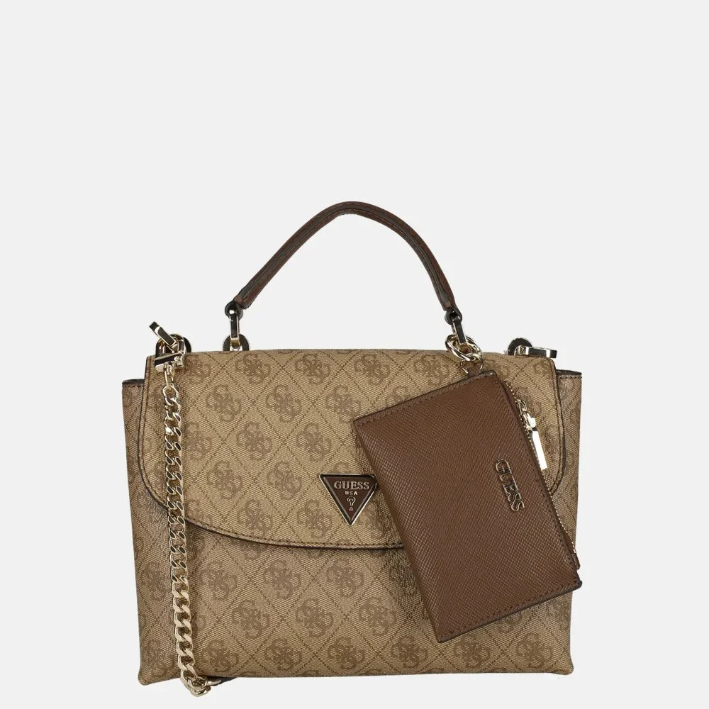 Guess Eco Craig handtas latte logo brown bij Duifhuizen